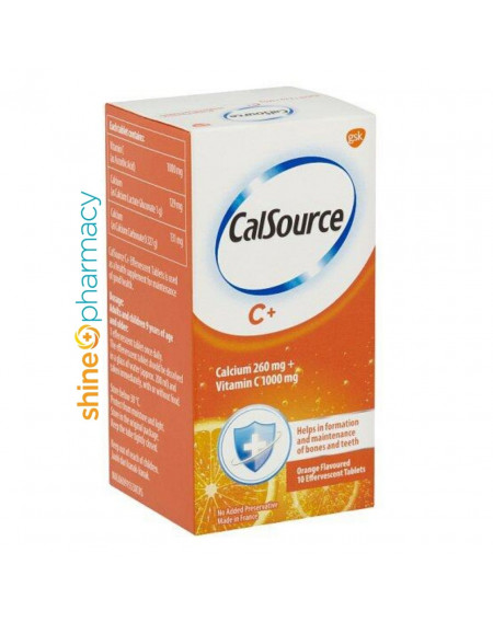 Calsource Effervescent Calcium 260mg+Vitamin C 1000mg 10s