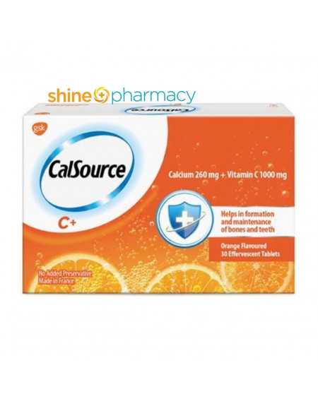 Calsource Effervescent Calcium 260mg+Vitamin C 1000mg 30s