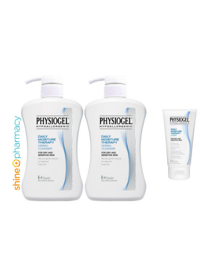 Physiogel Daily Moisture Therapy Cleanser 2x500mL FOC Cream 75mL