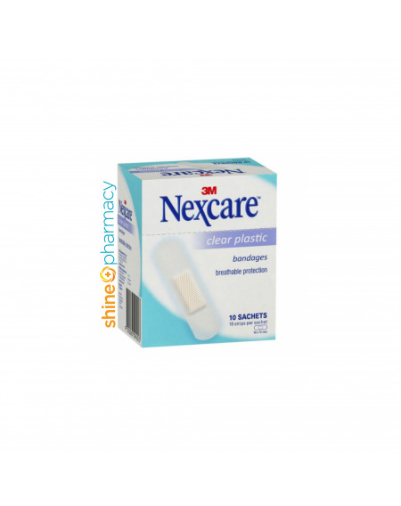 3M Nexcare Clear Plastic Bandages 10x10s (Box)