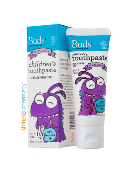 Buds OralCare Organics Children's Toothpaste with Fluoride (Blackcurrant) 50mL