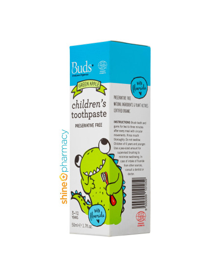 Buds OralCare Organics Children's Toothpaste with Fluoride (Green Apple) 50mL