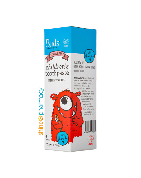 Buds OralCare Organics Children's Toothpaste with Fluoride (Strawberry) 50mL