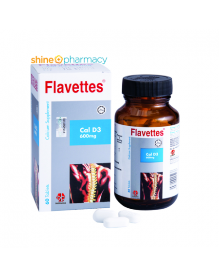 Flavettes Calcium D3 600mg Tab 60s